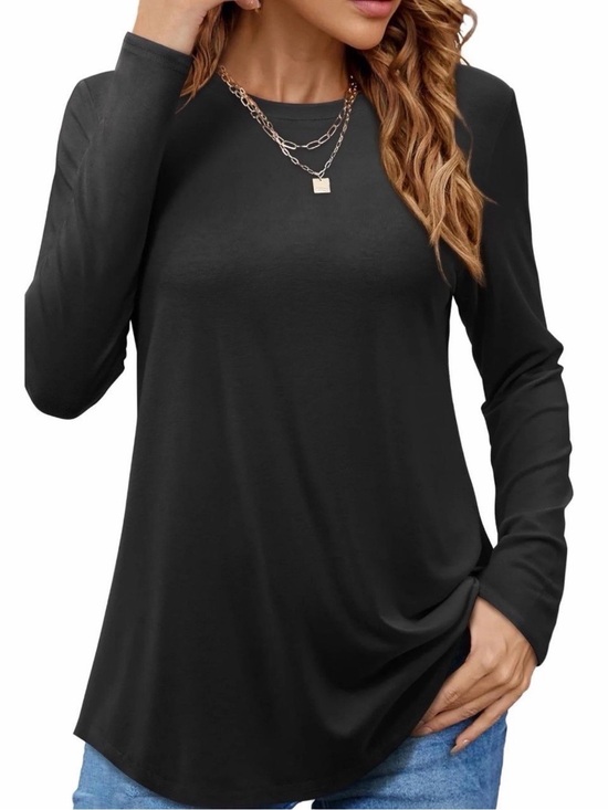 Tops - Women’s XL Black Long Sleeve Tunic Top Casual Stretch Blouse NWT